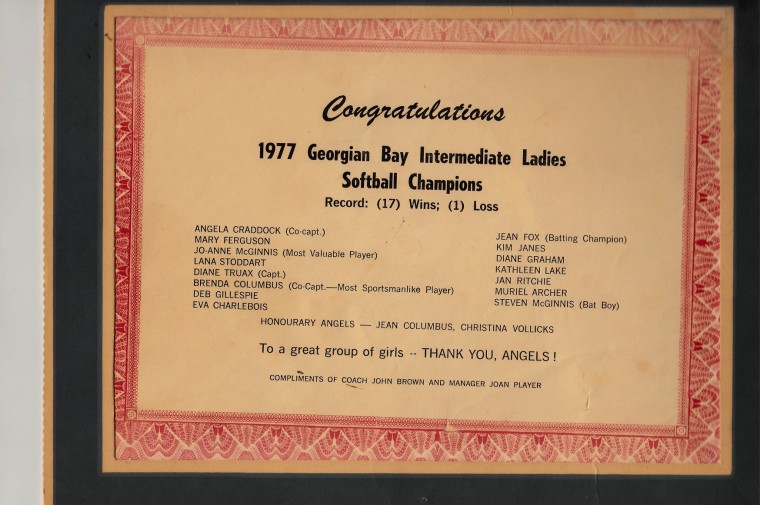 Elmvale Angels 1977 Certificate