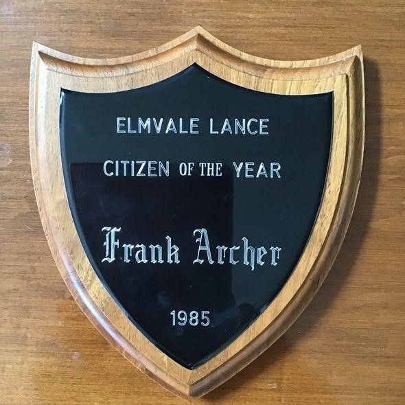 2021 Builder Inductee Frank Archer 1985 Elmvale Lance Citizen Of The Year