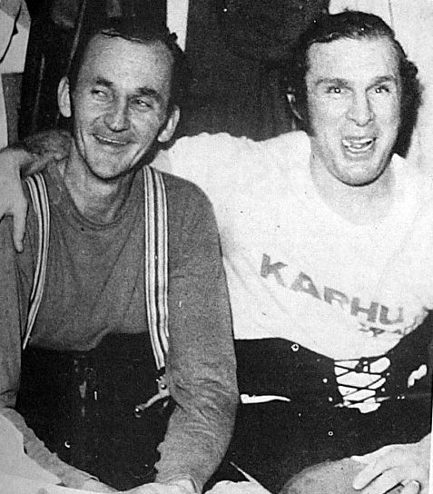 Heritage  Benefit Hockey Game  Homer  Barrett  With Carl  Brewer  1972
