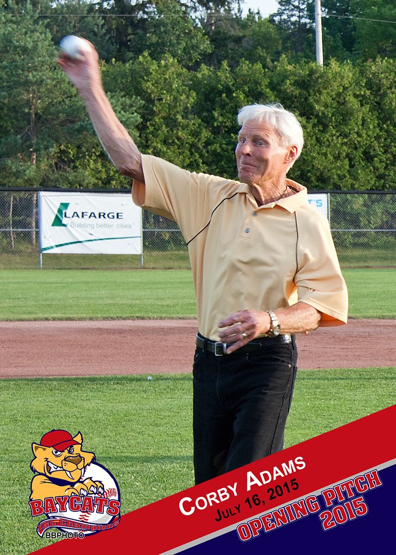 2014  Inductee  Corby Adams Representing  SSHoF  Throws  Opening  Pitch  At  Bay  Cats Game  2015