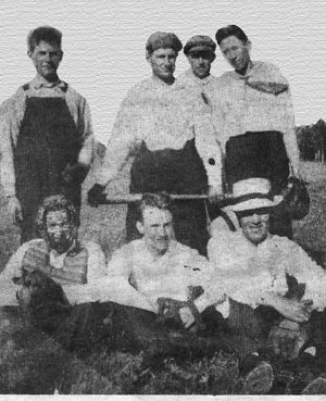 Heritage -  Old Phelpston Softball,  Joe Dave, Jim Kenny, F Guibbin, D Laptue, L Hall, J Minnings  Circa 1910