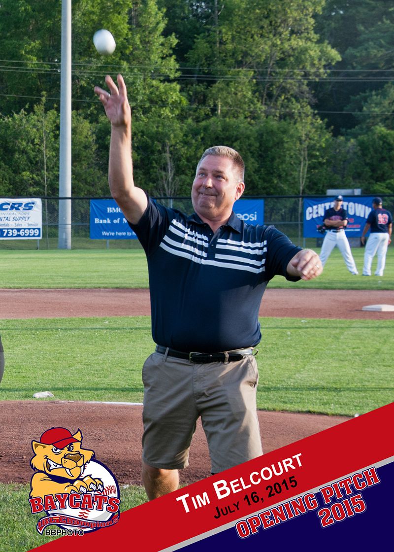 2014 Inductee  Tim Belcourt,  Represents  SSHoF  Throws  Opening  Pitch  At  Bay  Cats Game  2015
